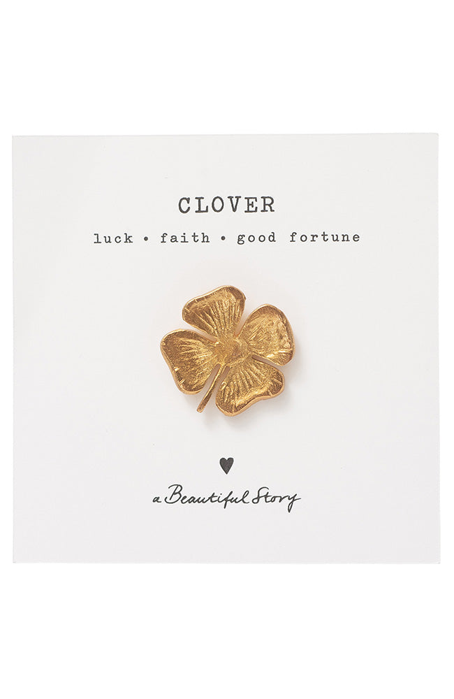 A Beautiful Story Klaver broche goud | Sophie Stone