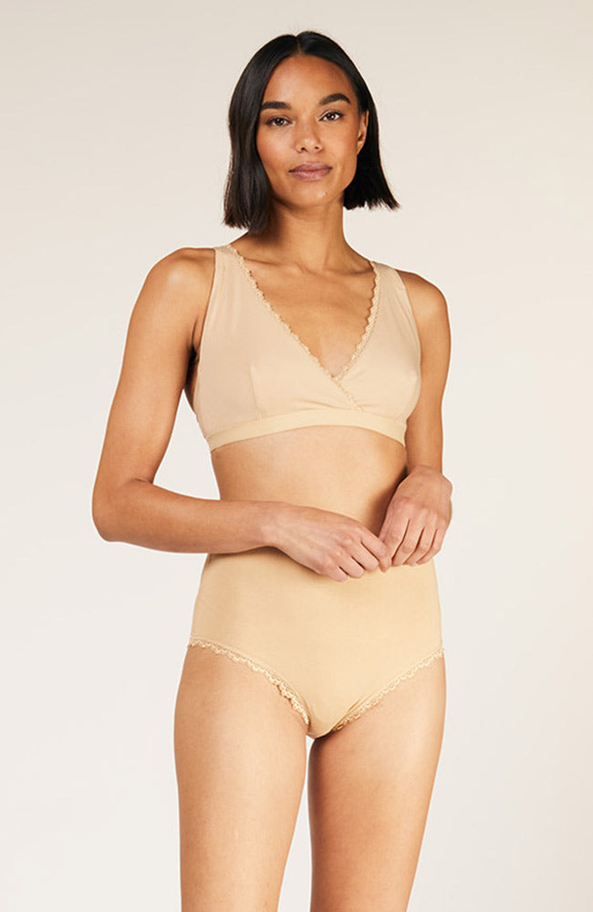 People Tree High waist lace brief beige | Sophie Stone