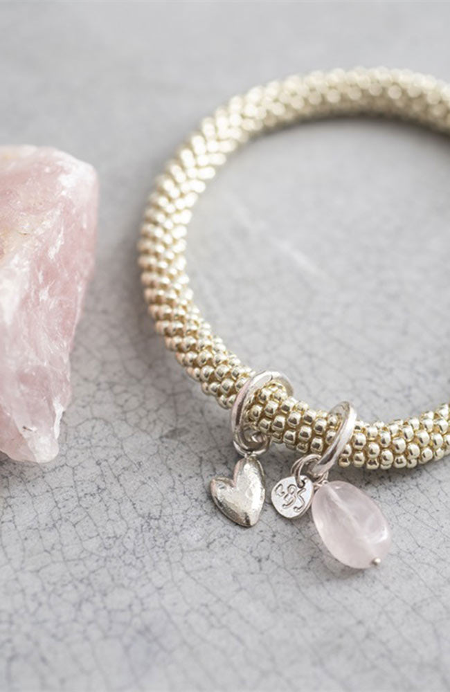 Jacky Rose Quartz Heart Silver armband van A beautiful story | Sophie Stone