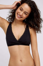 People Tree Lace Trim Triangle Bra Top black biologisch katoen | Sophie Stone