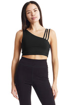 People Tree Yoga Asymmetric top black from organic cotton | Sophie Stone
