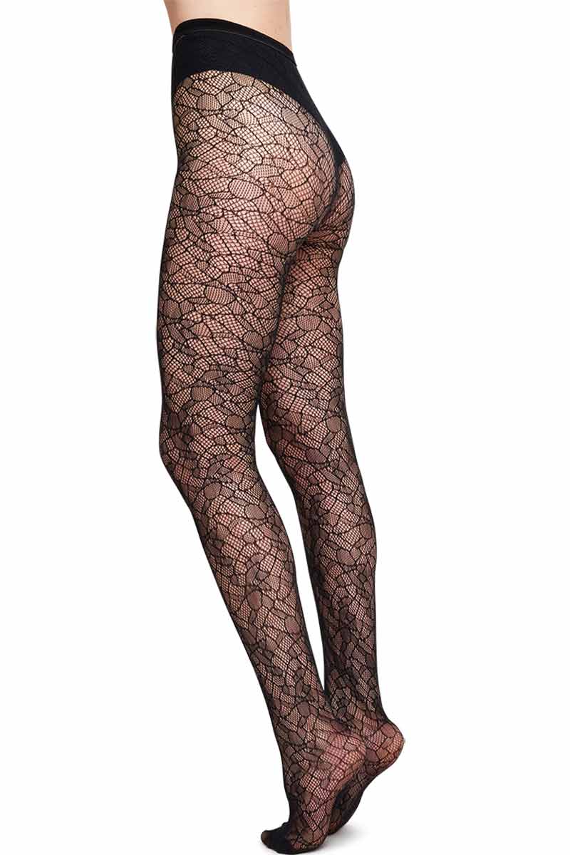 Schwedische Strümpfe Edith Lace Strumpfhosen schwarz | Sophie Stone