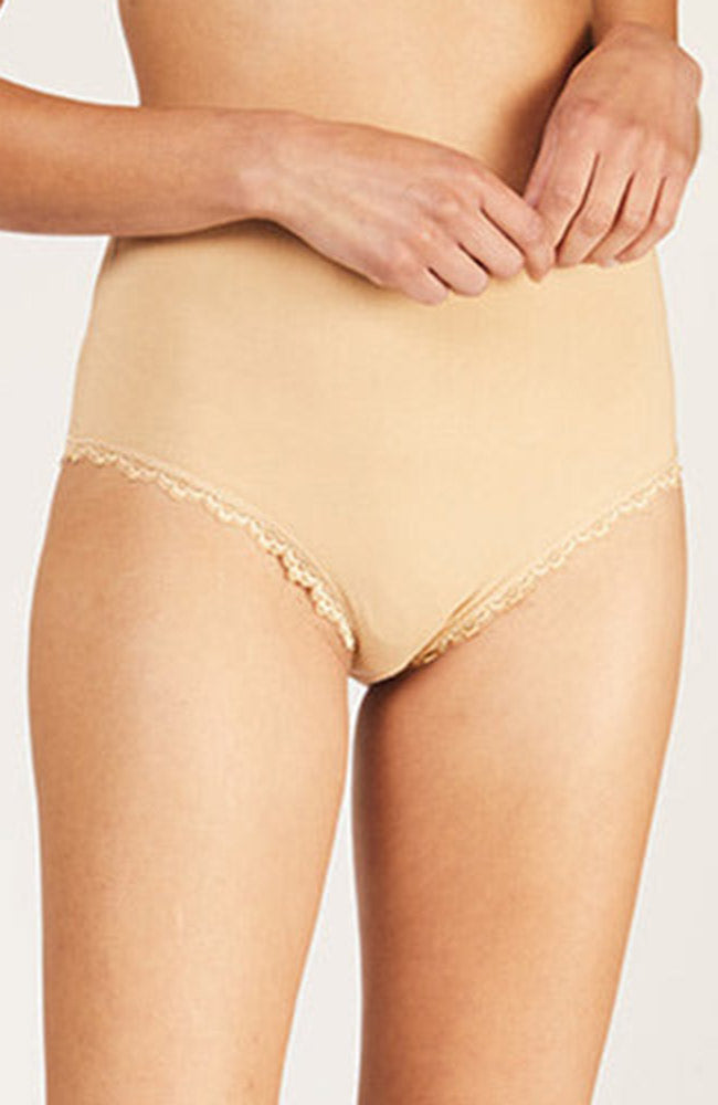People Tree High waist lace brief beige organic cotton | Sophie Stone