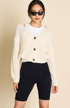 JAN 'N JUNE Lena knitted cardigan off-white organic cotton ladies | Sophie Stone