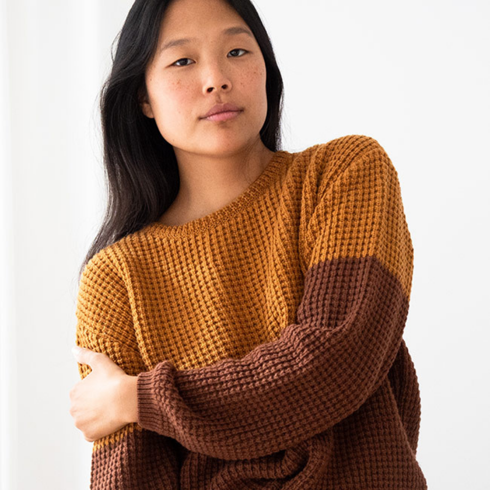 TWOTHIRDS Teresa Sweater in Terracotta, made from 30% recycled wool, among other materials, for women | Sophie Stone