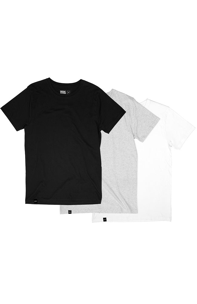 Dedicated 3-pack Stockholm Base t-shirts wit,grijs, zwart bio katoen man | Sophie Stone