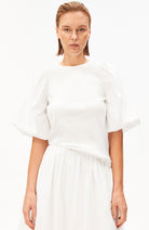ARMEDANGELS White Organic Cotton Puff Sleeve Shirt for Women | Sophie Stone