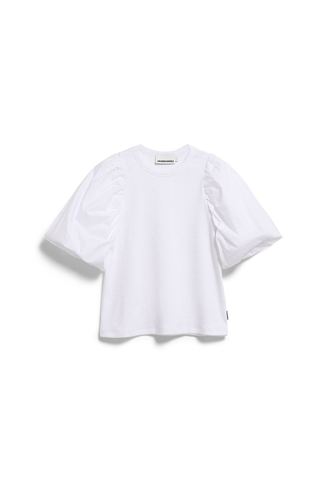 ARMEDANGELS Women's White Organic Cotton Puff-Sleeve Shirt | Sophie Stone