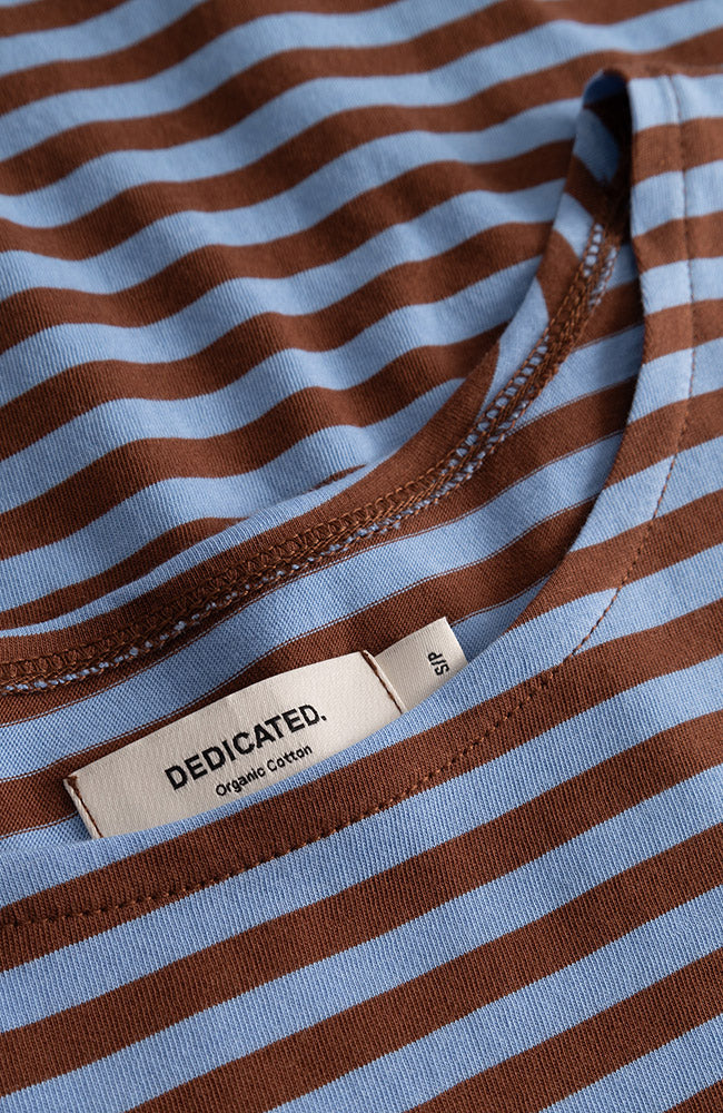 Dedicated Humledal stripes top bruin blauw bio katoen voor vrouwen | Sophie Stone
