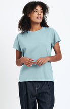 NEW OPTIMIST Cascata t-shirt blauw gerecycled katoen dames | Sophie Stone