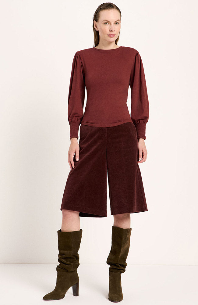Lanius pofmouw longsleeve mahagony van bio katoen voor dames | Sophie Stone