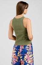 Dedicated Valdermarsvik tank top leaf green organic cotton ladies | Sophie Stone