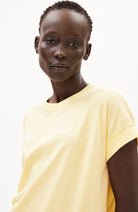 ARMEDANGELS Idaara logo woman shirt early yellow from organic cotton | Sophie Stone