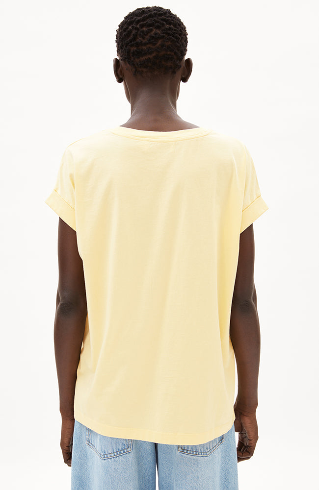 ARMEDANGELS Idaara logo ladies shirt early yellow from organic cotton | Sophie Stone