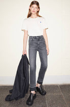 ARMEDANGELS Lejaani straight leg high waist jeans licorice bio katoen dames | Sophie Stone