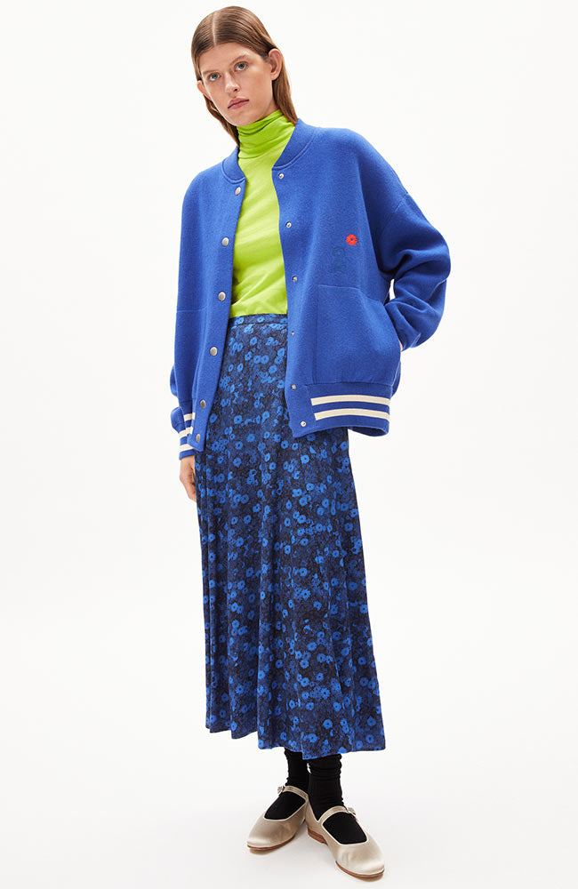 ARMEDANGELS Aalison college vest-jas in blauw van biologisch katoen en wol dames | Sophie Stone