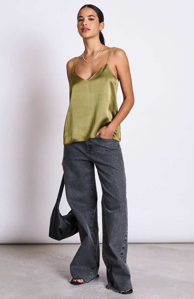 JAN N JUNE Maud slip top woody olive from viscose ladies | Sophie Stone