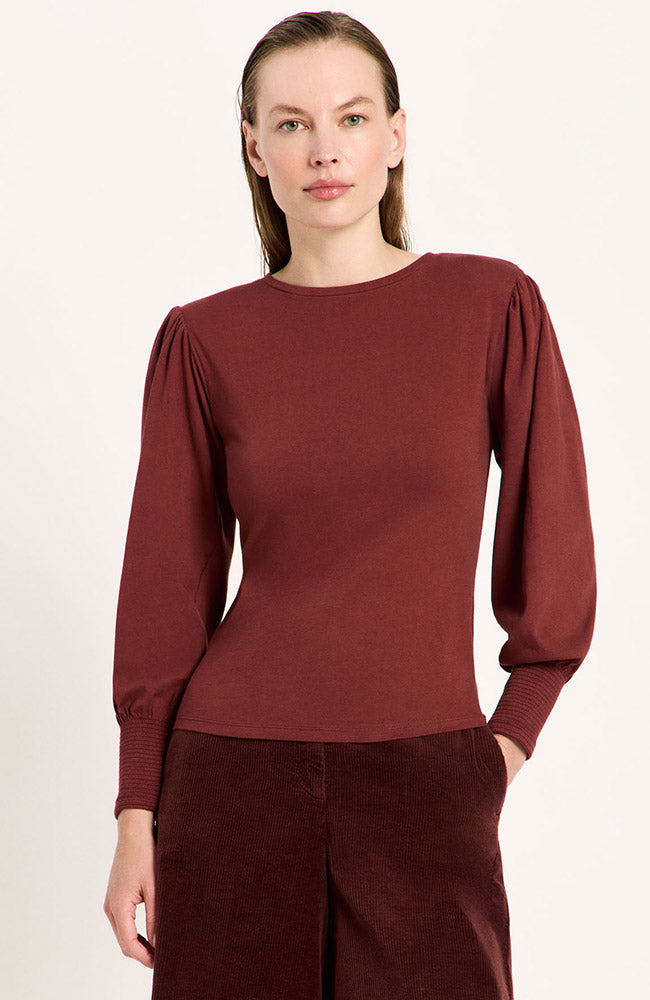Lanius pofmouw shirt mahagony van bio katoen voor dames | Sophie Stone