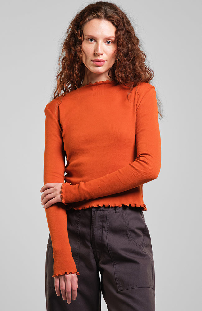 Dedicated Ryd rib top cinnamon in organic cotton for women | Sophie Stone