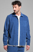 Dedicated Corduroy shirt varberg True Blue from organic cotton men | Sophie Stone