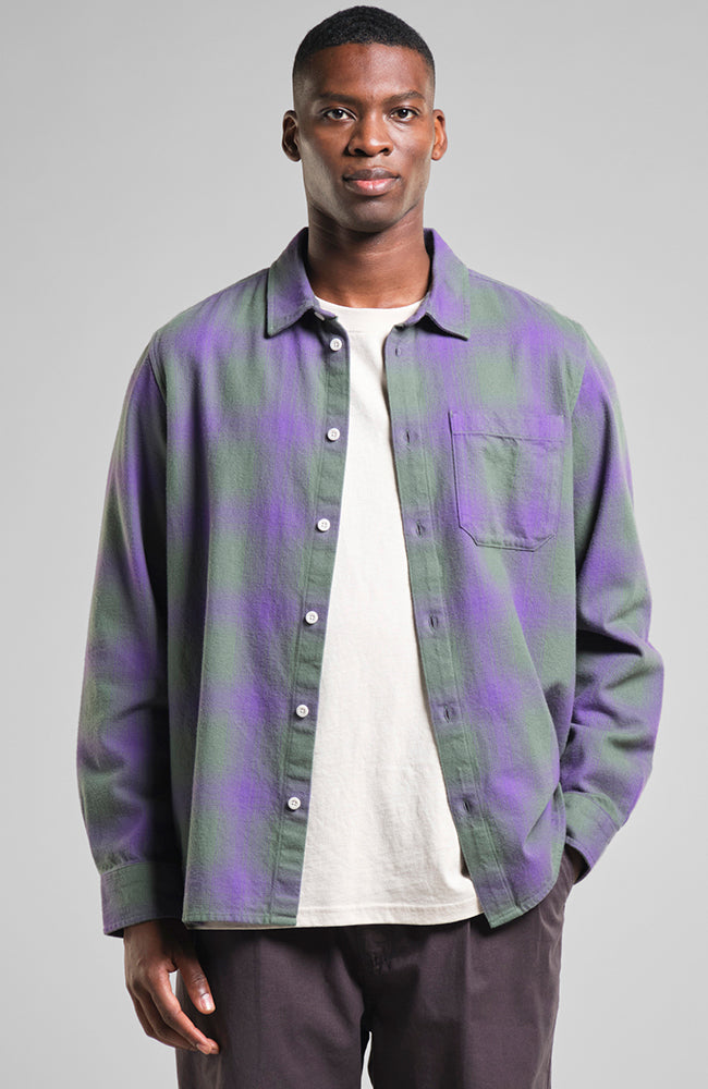 Dedicated Rute shirt shadow check purple organic cotton men | Sophie Stone