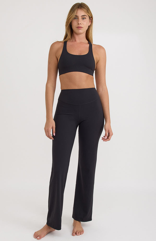 Organic Basics Active Flare leggings black from recycled nylon for women | Sophie Stone