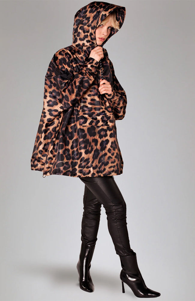Rainkiss Dark Leopard rain poncho made of recycled PET unisex | Sophie Stone
