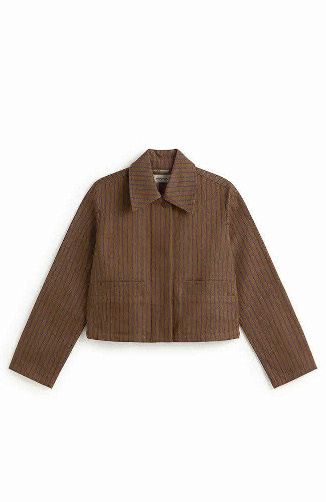 Thinking Mu Albin stripes Astrid jasje bruin 100% GOTS  bio katoen ladies | Sophie Stone