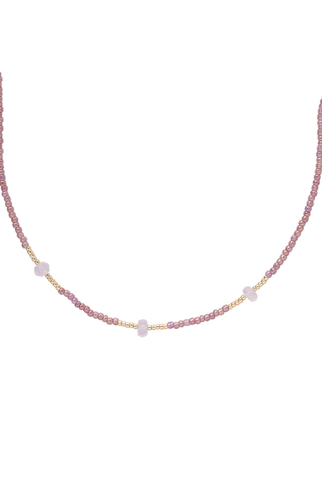 A Beautiful Story Brightly Rose Quartz Necklace van duurzaam messing | Sophie Stone
