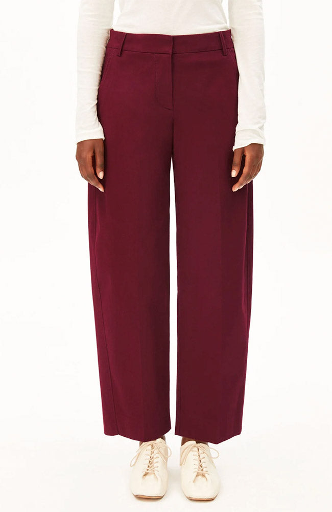 ARMEDANGELS Wide leg barrel broek red velvet bio katoen dames | Sophie Stone