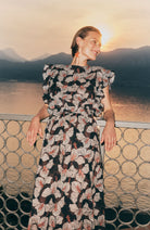 Lanius blouse ruches zwart wit oranje bio katoen voor dames | Sophie Stone