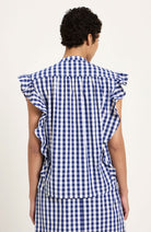 Lanius blouse vichy geruit blauw wit gemaakt van biologisch katoen voor dames | Sophie Stone