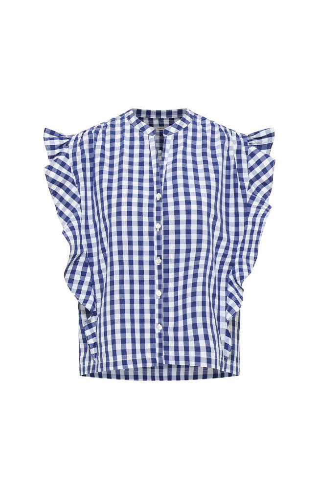 Lanius blouse vichy geruit blauw wit gemaakt van katoen voor vrouwen | Sophie Stone