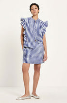 Lanius blouse vichy geruit blauw wit gemaakt van bio katoen voor dames | Sophie Stone