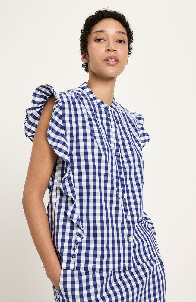 Lanius Bluse mit Vichy-Karomuster in Blau und Weiß aus Baumwolle für Damen | Sophie Stone