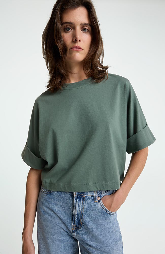 Kings of Indigo Castile shirt green made from organic cotton for women | Sophie Stone