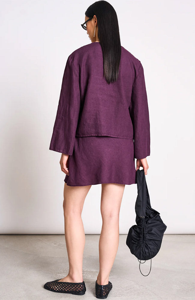 JANNJUNE Cercis rokje cherry van bio linnen voor dames | Sophie Stone