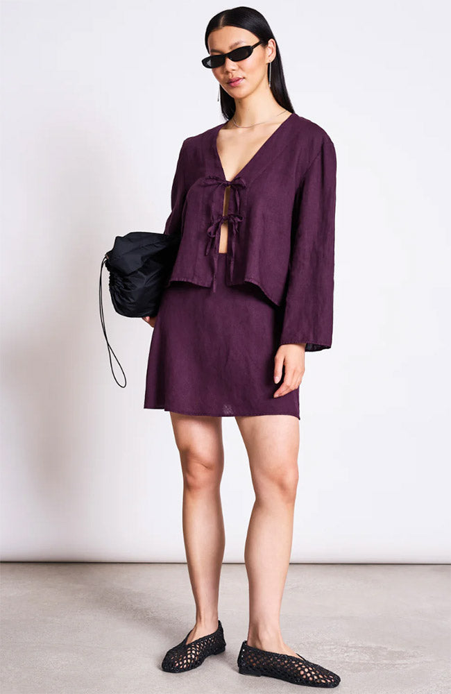 JANNJUNE Cercis rokje cherry van linnen voor vrouwen | Sophie Stone