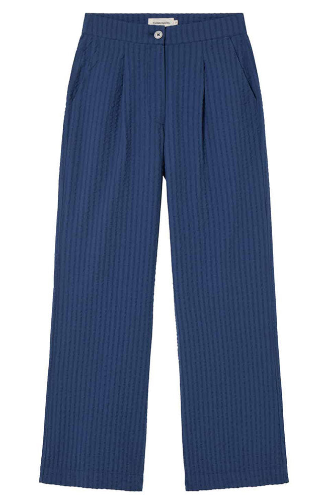 Thinking MU Manolita seersucker pants blue from organic cotton | Sophie Stone