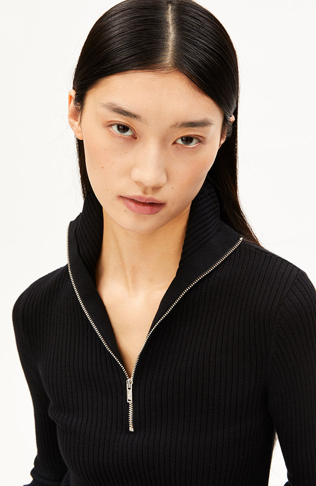 ARMEDANGELS Troyer coltrui zwart 100% GOTS bio katoen ladies | Sophie Stone