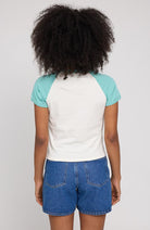 MAZINE Contrast Sleeves T-Shirt weiß mintgrün aus Bio-Baumwolle für Damen | Sophie Stone