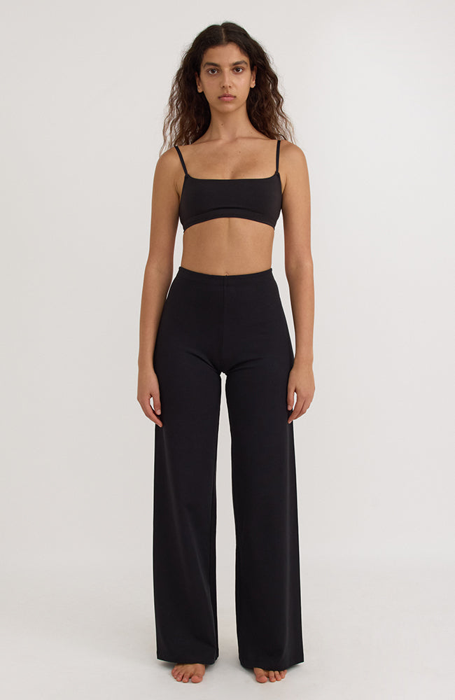 Organic Basics Core straight pants black in organic cotton for women | Sophie Stone