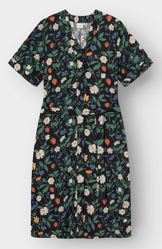 Dedicated Kallvik Erdbeerfeld schwarzes Kleid aus TENCEL für Damen | Sophie Stone 