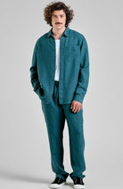 Dedicated Borrby Green Linen Pants for Men | Sophie Stone