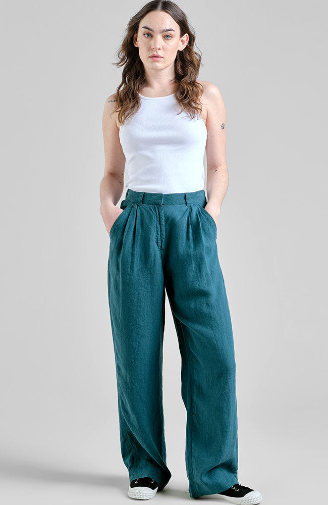 Dedicated Vickleby Green 100% Linen Pants for Women | Sophie Stone