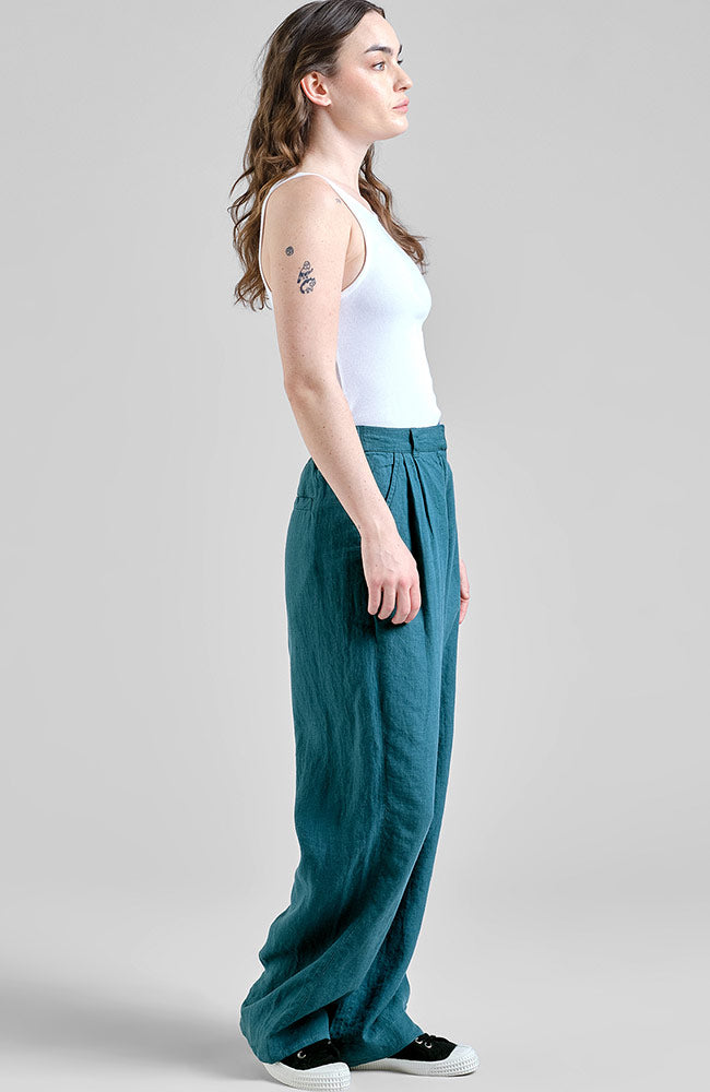 Dedicated Vickleby Pants, Green, 100% Linen, for Women | Sophie Stone
