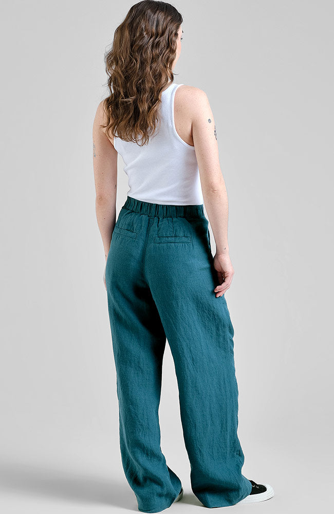 Dedicated Vickleby Green Linen Pants for Women | Sophie Stone