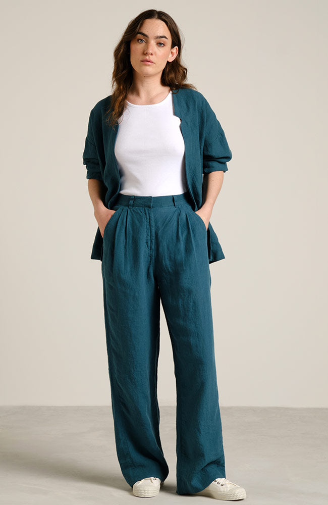Dedicated Vickleby broek groen linnen voor dames | Sophie Stone