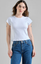 Dedicated Rib top in white organic cotton for women | Sophie Stone