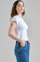 Dedicated Rib top in white organic cotton for women | Sophie Stone